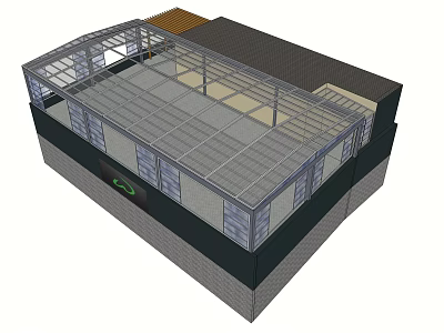 Modern Architectural Greenhouse Structure With Metal Frame Transparent Covering And Roof Panels 3d model
