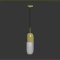 Modern Golden And White Pendant Light With Capsule Shape For Minimalist Home Decor