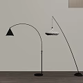 Modern Arched Floor Lamps With Conical And Textured White Shades In Minimalist Interior