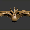 Golden Lily With Metallic Shiny Petals As Decorative Ornament On Dark Reflective Surface