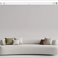 Modern Curved Sectional Sofa With Upholstered Design And Decorative Pillows 3d model