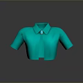 Stylish Green Collared Short Sleeve Shirt With Decorative Button Detail