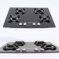 Modern Black Gas Stove With Four Burners And Knob Controls For Kitchen Use