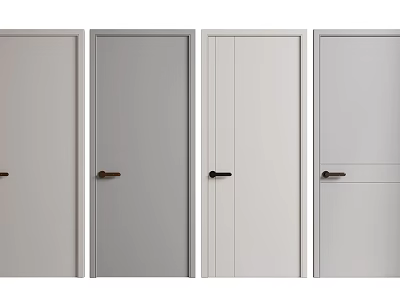 Modern Hinged Doors Design With Different Colors And Wooden Handles For Home Interior 3d model