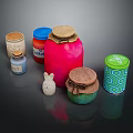 Kitchen Storage Furniture Colorful Glass Jars With Burlap Lids And Rabbit Decor