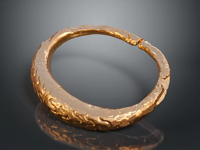 Golden Carved Bracelet With Unique Detailed Patterns For Daily Accessory 3d model