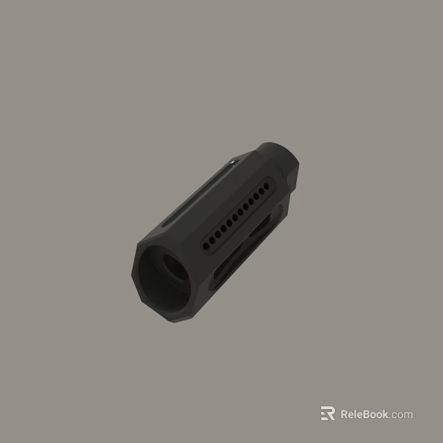 Black Hexagonal Mechanical Component With Multiple Holes And Circular End 3d model 