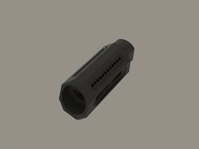 Black Hexagonal Mechanical Component With Multiple Holes And Circular End 3d model