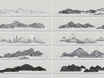 Creative Garden Ornaments With Artistic Rock Mountain Designs And Various Styles 3d model