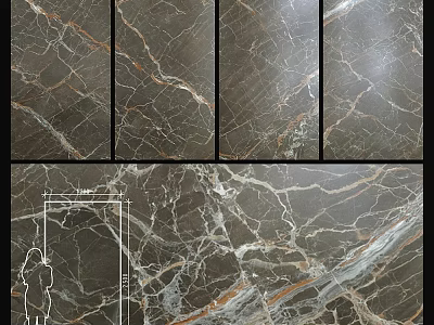 Natural Marble Decorative Components With Brown Veins And Polished Surface 3d model