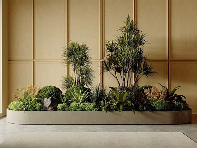 Indoor Decorative Plant Combination With Tall Trees Low Shrubs And Green Foliage 3d model