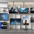 Wall Mounted And Floor Standing Televisions Featuring Curved Screens Scenic Landscapes And Digital Art