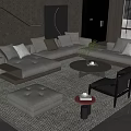 Modern Poliform Sofa Coffee Table Combination 3d model