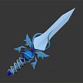 Ornate Blue Fantasy Sword With Decorative Hilt And Glowing Blade Design