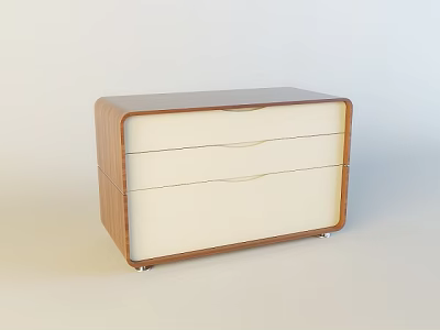 Modern Wooden Nightstand With Three Drawers White Front And Metal Legs Design 3d model