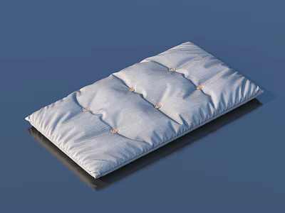Soft Gray Padded Cushion with Decorative Buttons and Stitched Surface Design 3d model