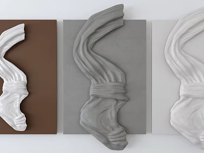 Curved Sculptural Wall Decor in Brown Grey and White Textured Panels 3d model