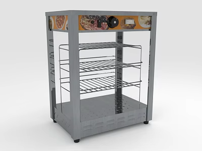 Stainless Steel Commercial Food Display Cabinet With Multilayer Shelves Top Control Knob And Transparent Door 3d model