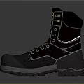 High Top Work Boots With Brown Upper Yellow Laces And Gray White Sole