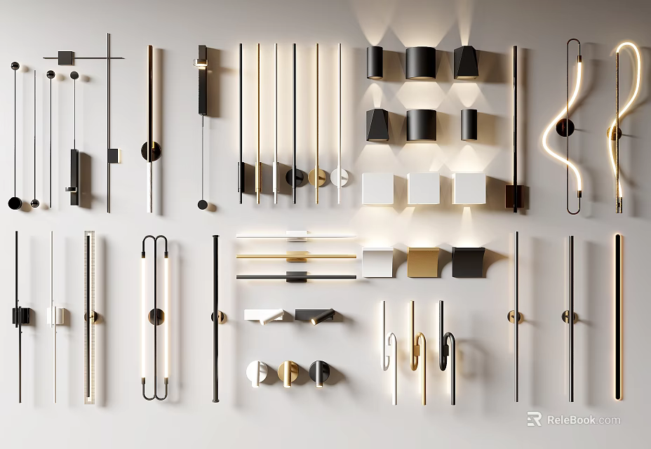 Modern Wall Lamps Featuring Various Stylish Designs For Home Interior Lighting 3d model 