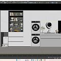 Modern Laundry Room With White Cabinets Washing Machine Dryer And Decorative Shelves