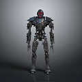Detailed Sci Fi Game Movie Character Robot With Red Eyes And Mechanical Armor