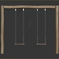 Solid Wood Frame Double Swing Equipment With Chain Links And Durable Seats 3d model