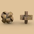 Wooden Building Blocks Featuring Spherical Interlocking Design And Cross Shaped Structure 3d model