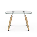Modern Coffee Table with Glass Top and Yellow Silver Legs Contemporary Design