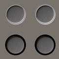 Four Round Headphone Speakers With White And Black Frames And Gray Fabric 3d model