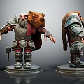 Detailed Fantasy Dwarf Warrior Character With Bear Inspired Armor And Hammer Weapon