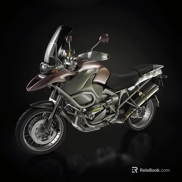 Modern Adventure Style Motorcycle With Windshield Side Cases Black Seat And Metallic Finish 3d model 