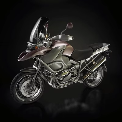 Modern Adventure Style Motorcycle With Windshield Side Cases Black Seat And Metallic Finish 3d model