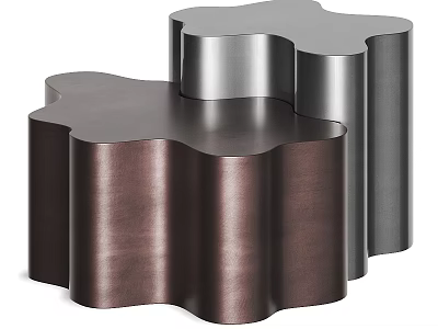 Sleek Metallic Bronze and Silver Petal Shaped Coffee Table with Modern Artistic Design 3d model