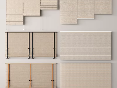 Natural Linen Roman Blinds With Wooden And Metal Frame Design Styles 3d model