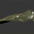 3D Mountainous Terrain Model With Green Vegetation Snow Patches And Winding Valleys