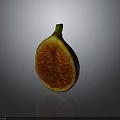 Sliced Fresh Fig With Purple Skin Green Stem And Red Flesh Seeds