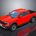 Red Pickup Truck Modern Design With Sturdy Body And Off Road Tires