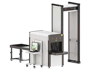 Industrial Security Equipment With Security Gate And X-ray Scanner For Public Safety Check 3d model