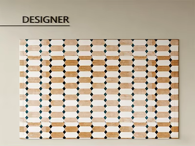 Designer Square Rug With Geometric Brown White Blue Pattern For Modern Home 3d model