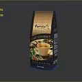 Marhaba Café Crème Coffee Bag Decorative Ornament Set With Beans Pattern And Brown Orange Design