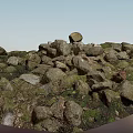 Natural Stone and Wood Materials with Mossy Texture for Garden Landscaping