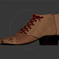 Elegant Brown Leather Lace Up Shoes With Decorative Pattern On Toe 3d model