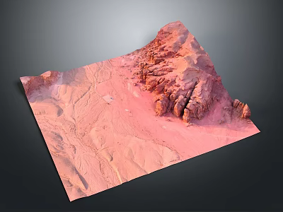 Stunning Red Mountain Landscape With Rocky Peaks Gullies And Mars Like Surface 3d model