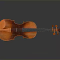 Classical Brown Wooden Violin with String Details and Elegant Design 3d model