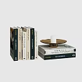 Stacked Architectural Theories Books With Decorative Candle Holder And White Candle