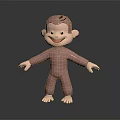 Pink Cartoon Monkey Character With Smiling Face And Open Arms On Black Background
