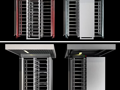 Full Height Security Turnstiles With Metal Grille Illuminated Top And Color Options 3d model