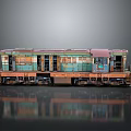Vintage Train Car With Rustic Colorful Exterior And Old Metal Windows