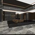 Bright Modern Sales Office Interior With Marble Flooring Luxurious Chandelier And Wooden Decor